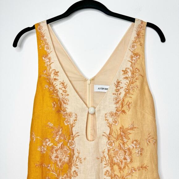 Antipodean Gaia T Back Mini Dress Sleeveless Linen Size AU 6 / US 2 - Picture 3 of 13